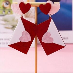Acrylic Valentine's Day Envelope Shaped
Earrings Sealed With a Heart